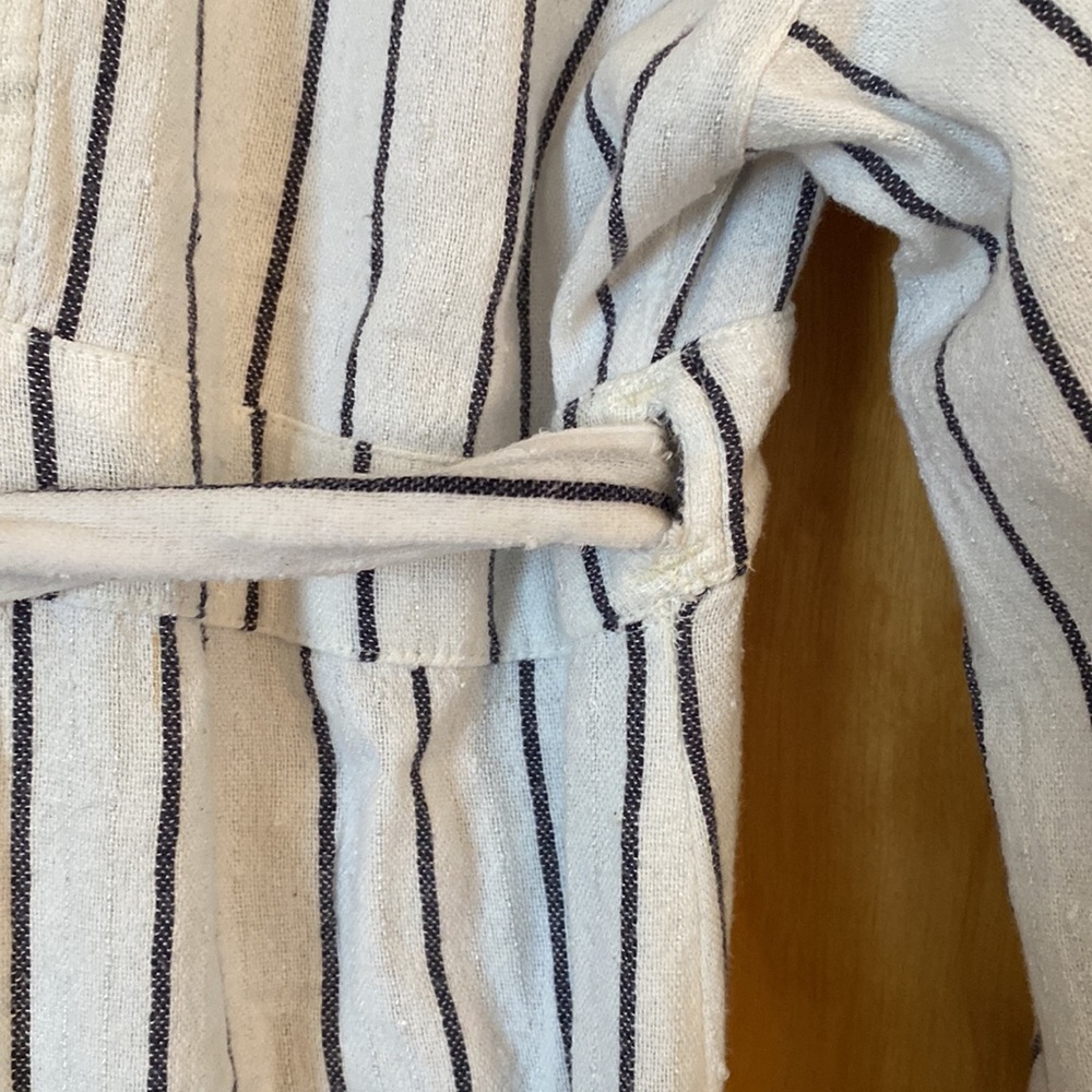 Billabong White Pinstripe Kimono Wrap Maxi Dress womens Size Medium - Picture 7 of 8